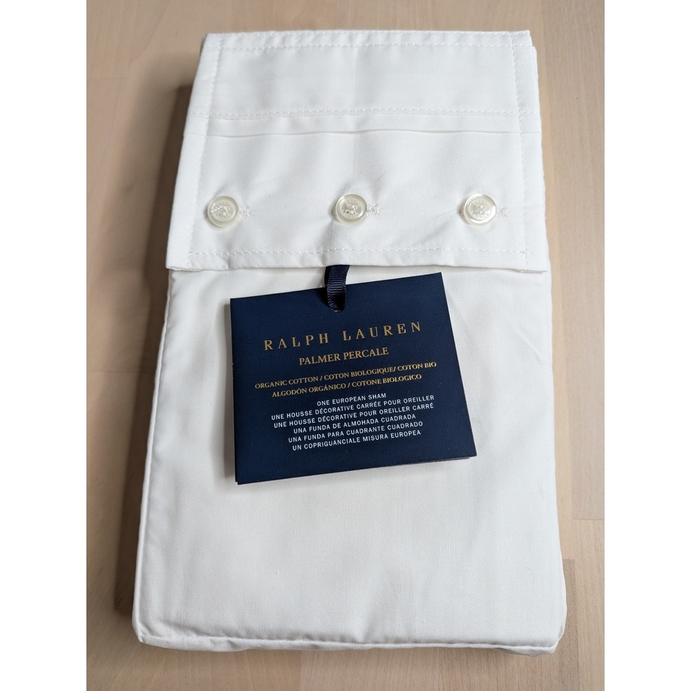 Ralph Lauren Palmer Percale Organic Cotton European Sham Tux White NWT